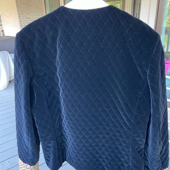 Talbot Black Quilted Velvet Jacket with Embroidered Cuffs - Picture 8 of 9